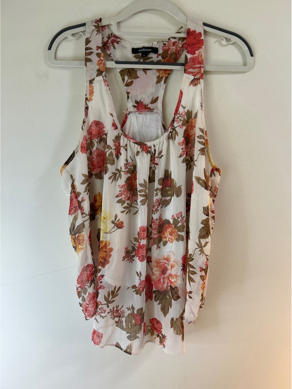 Ambiance Floral Racerback Tank Top Size Large
